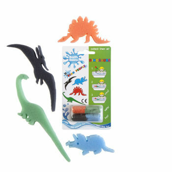Images of the dinosaurs included in the dinosaur bath beans 