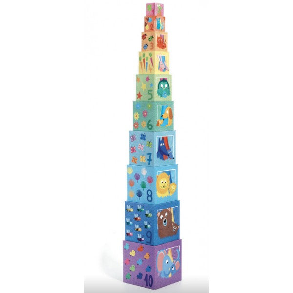 picture of 10 Rainbow blocks Stacking blocks stacked