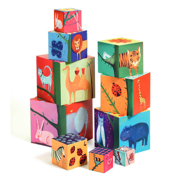 picture of 10 nature and animal blocks stacked 