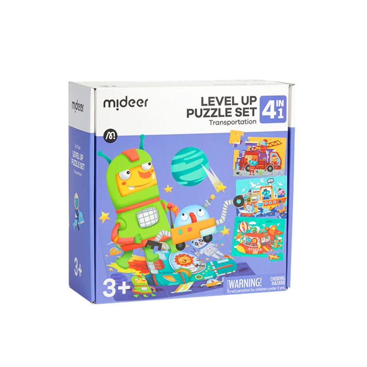 Mideer Level Up Puzzle Set packaging with colorful illustrations on a white background