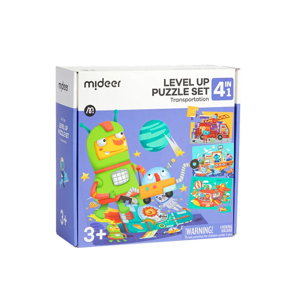 Mideer Level Up Puzzle Set packaging with colorful illustrations on a white background