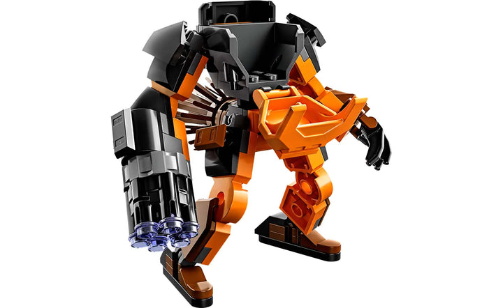 Image of the Marvel Rocket Mech Armor Lego set built 