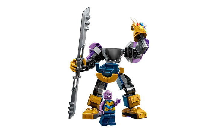 Image of the Marvel Thanos Mech Armor Lego set built 