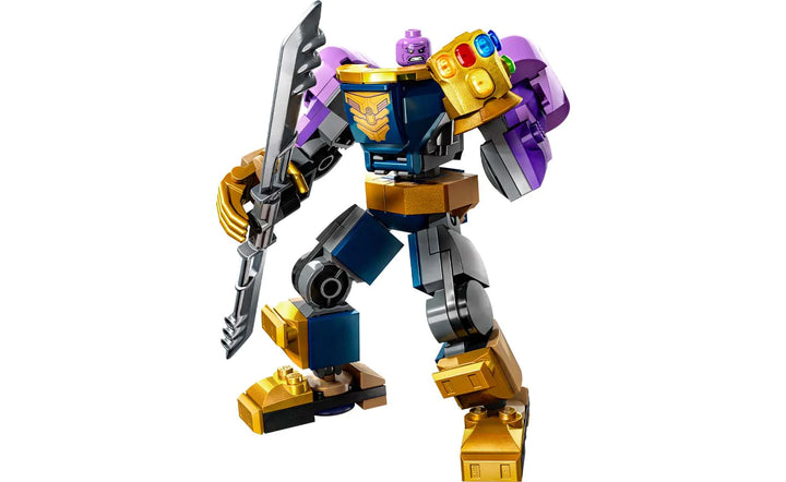 Image of the Marvel Thanos Mech Armor Lego set built 