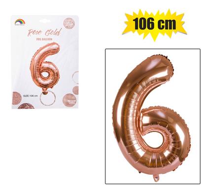 Image of a Rose gold #6 birthday balloon