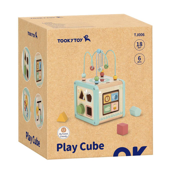TookyToy Play Cube toy packaging on a beige background