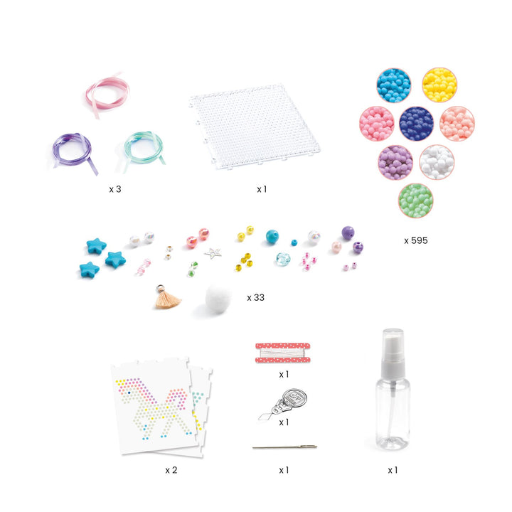 Picture of what is included in the Aqua beads - Rainbow set 