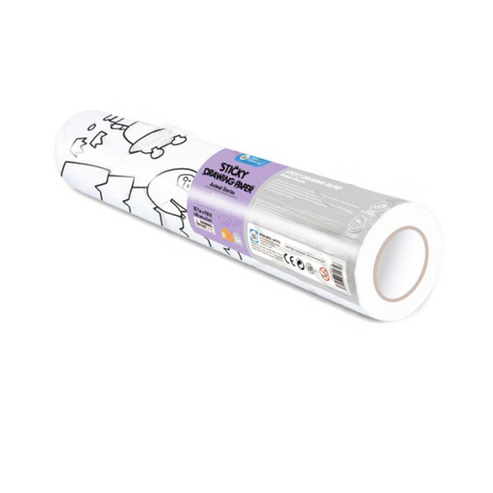Roll of sticky drawing paper with a purple label on a white background