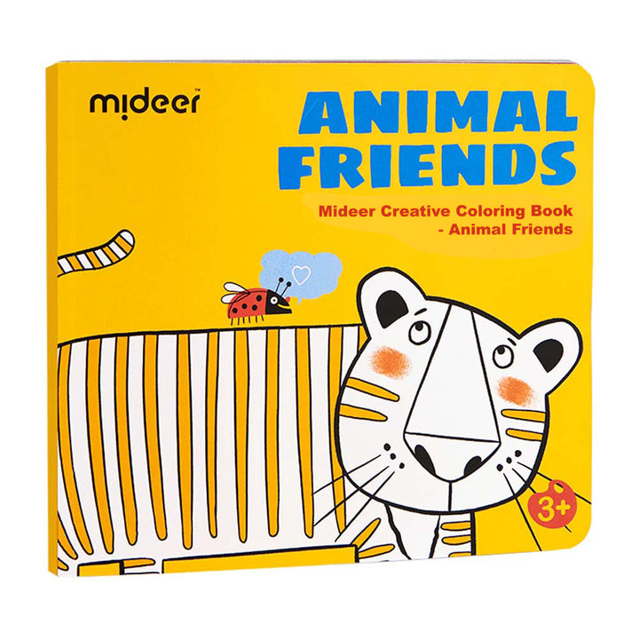 Image of the front of the animal friends colouring book 