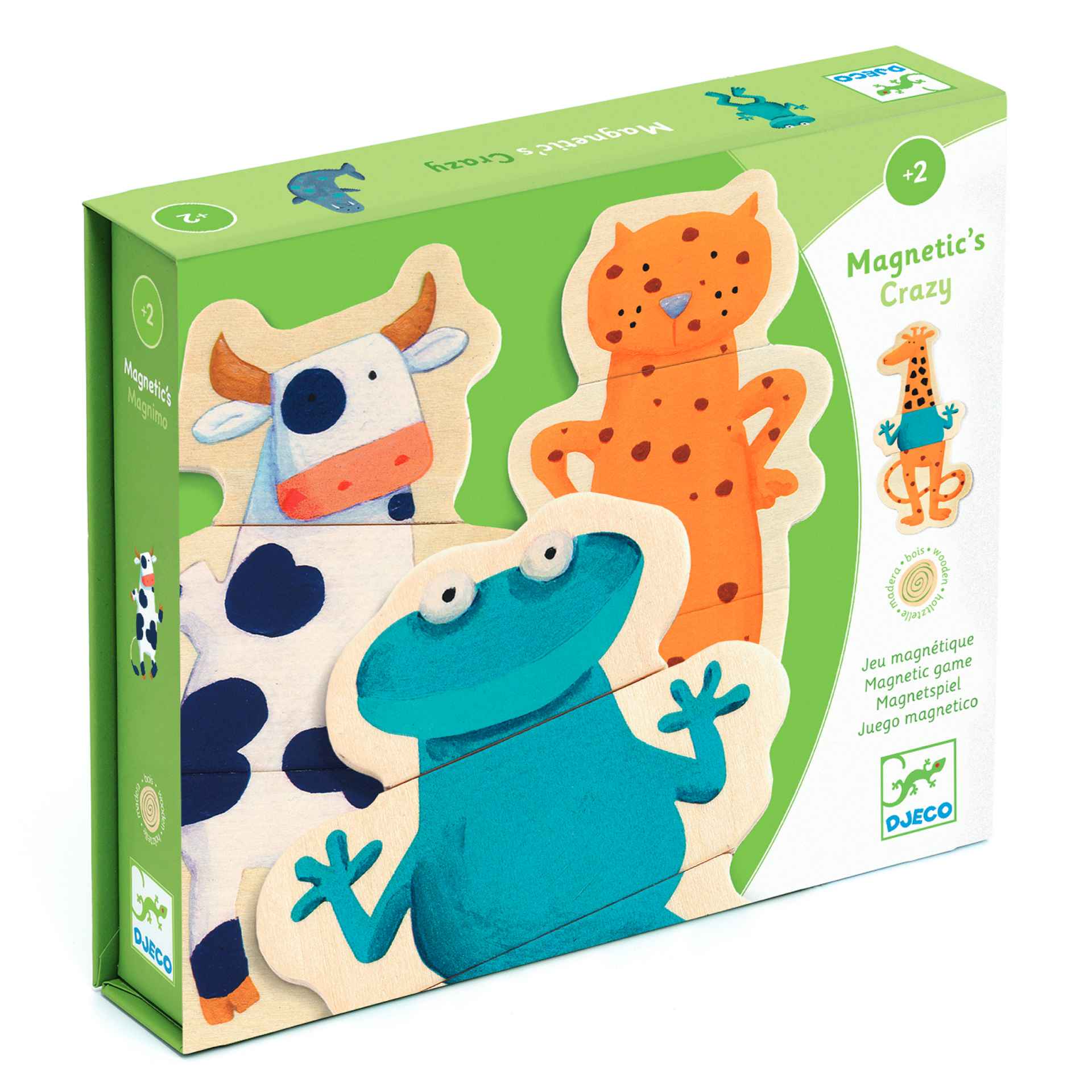 Magnetic's Crazy Wooden Magnet Set - 24 Piece Animal Theme | Djeco