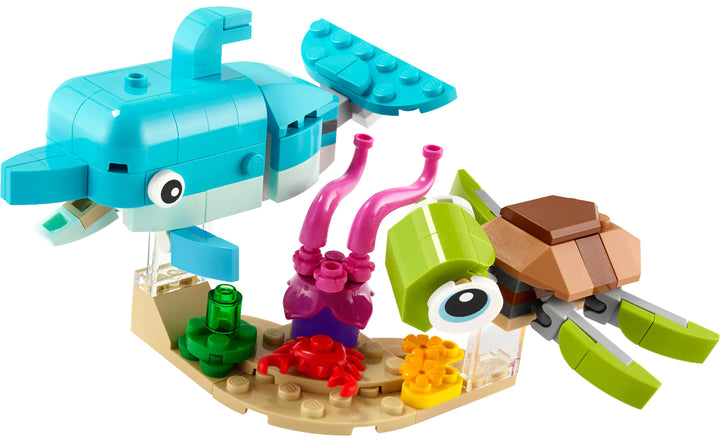 Image of the Dolphin and turtle Lego set built 