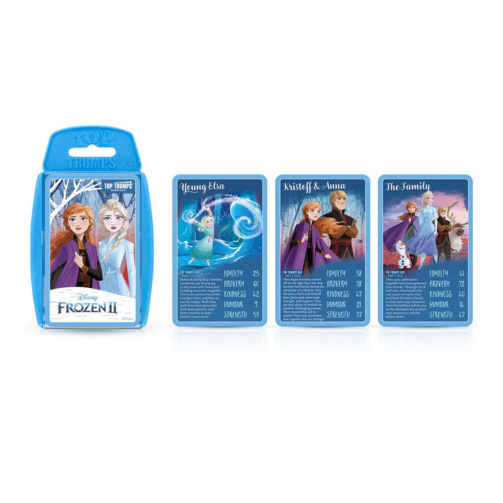 Set of 'Frozen II' top trumps with character illustrations on a white background