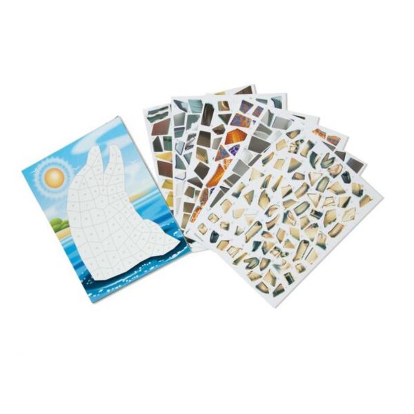 Image of what is included in the Mosaic sticker pad - ocean themed 