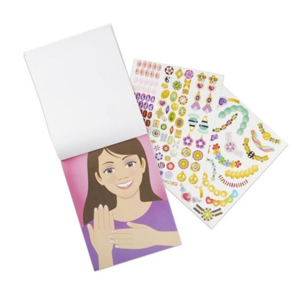 Image of what is included in the Jewelery and Nails Glitter Sticker Pad