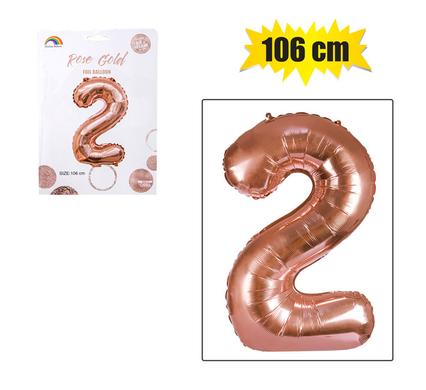 Image of a Rose gold #2 birthday balloon