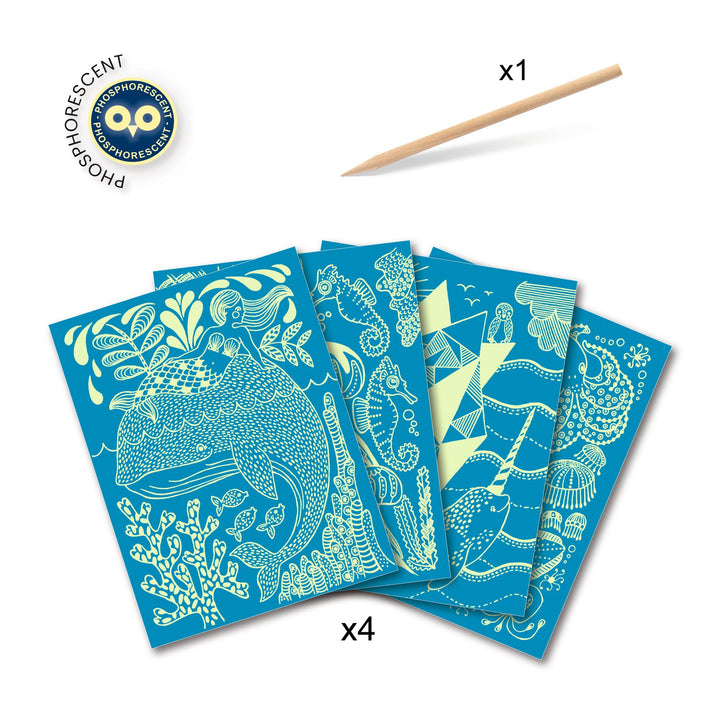 Image of what is included in the Sea life scratchcard