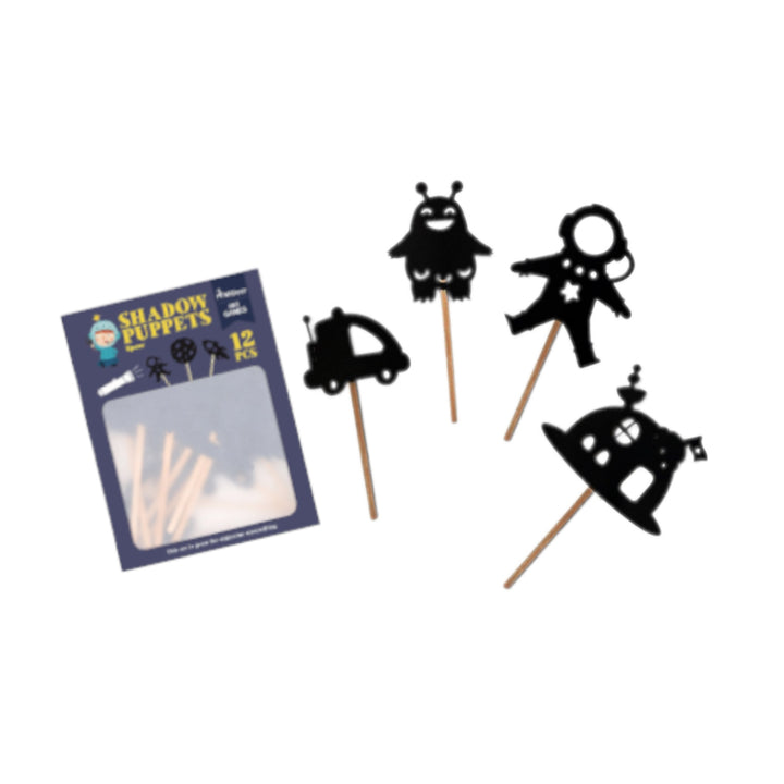 Image of what is included in the Space Shadow Puppets Set