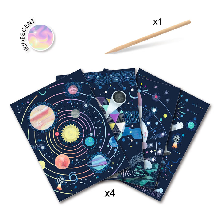 Image of what is included in the cosmic mission scratchcard 