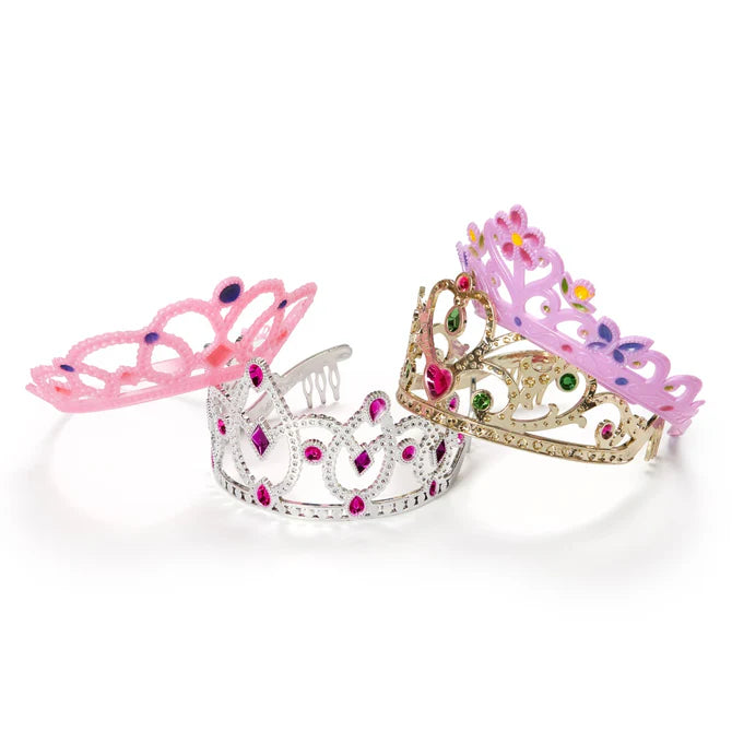 four tiaras on a white background