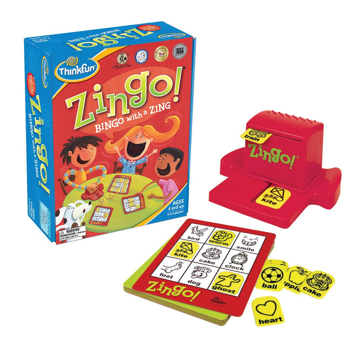 Image of what is included in the Zingo game 